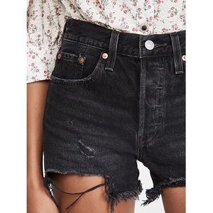 Distressed denim shorts by Levi’s 501 Black Cutoff Shorts 
Size 28